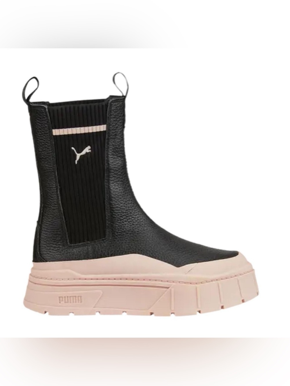 Puma Black and Light Pink Chelsea Platform Ankle Boot